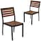 Flash Furniture Lark Outdoor Stackable Side Chair with Faux Teak Poly Slats, PK2 2-XU-DG-HW6036-GG - alternate 2